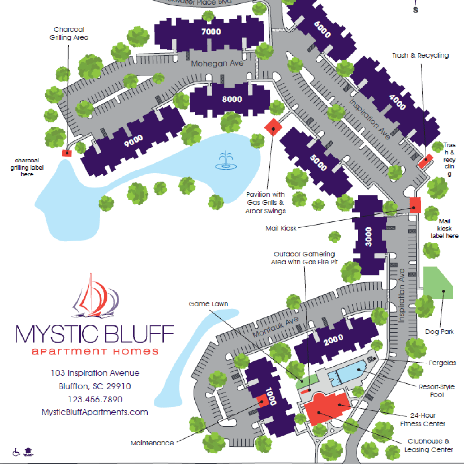 A Bluffton neighborhood map.