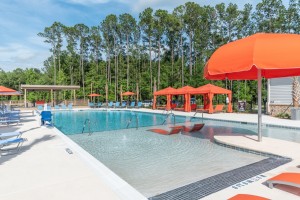 Apartments for rent in Bluffton, SC - Swimming Pool & Patio with Cabanas and Lounges          
